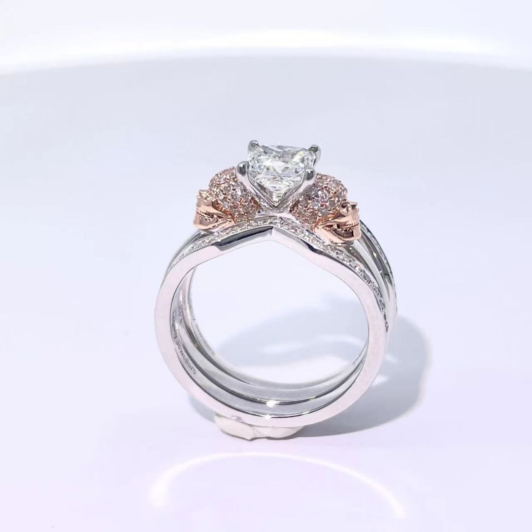 14K Gold Skull Wedding Set