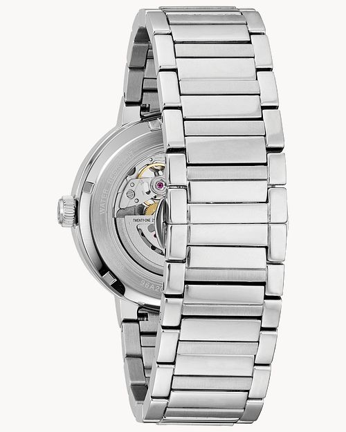 Bulova Stainless Steel Exposed Mechanism with Navy Dial