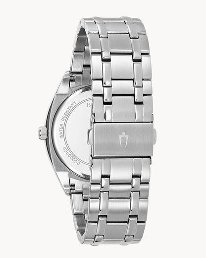 Bulova Silver Tone Watch with Blue Dial