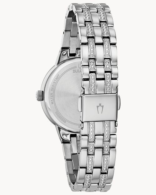 Bulova Silver Tone Swarovski Crystal Watch