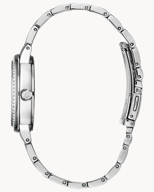 Bulova Silver Tone Swarovski Crystal Watch