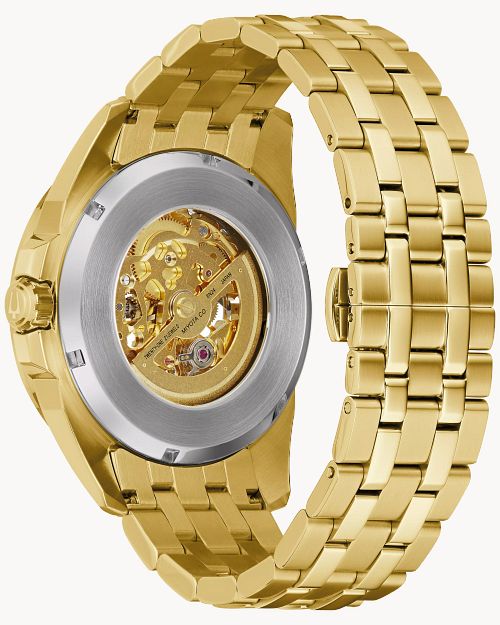 Bulova Gold Tone Exposed Mechanism Automatic Watch
