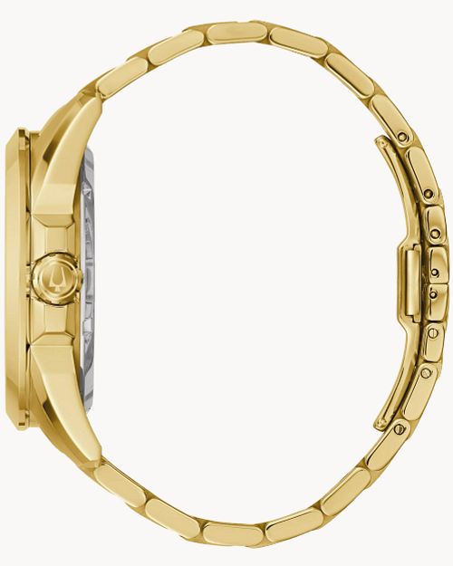 Bulova Gold Tone Exposed Mechanism Automatic Watch