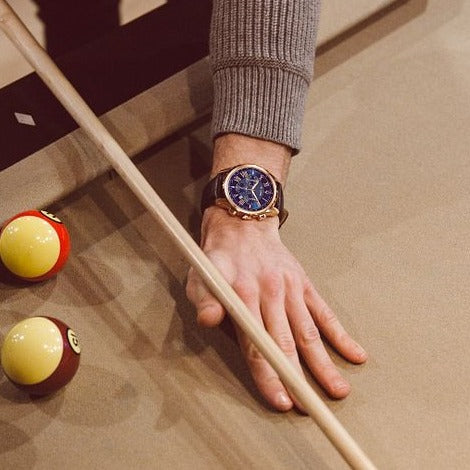 Bulova Navy Rose Gold Chronograph Leather Watch