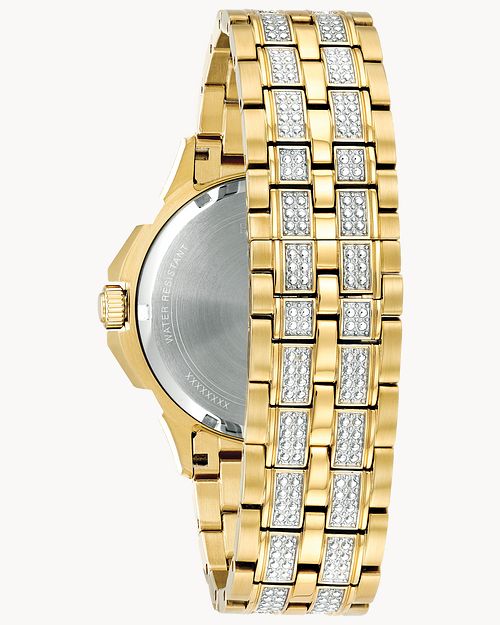 Bulova Gold Tone Crystal Multiple Dial Watch