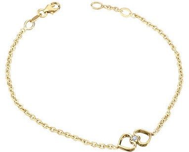10K Yellow Gold Diamond Heart Bracelet