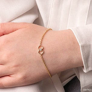 10K Yellow Gold Diamond Heart Bracelet