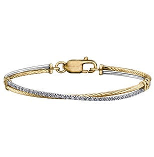 14K Two Tone Diamond Bangle