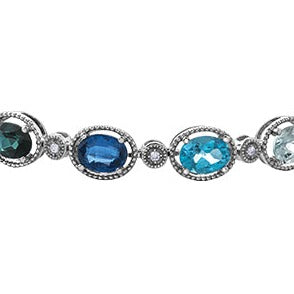 White Gold Blue Gemstone Bracelet