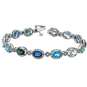 White Gold Blue Gemstone Bracelet