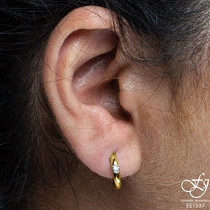 10K Yellow Gold Diamond Hoop Earrings