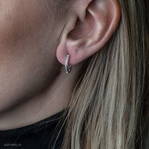 10K White Gold Diamond Hoop Earrings