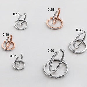 10K White Gold Diamond Hoop Earrings