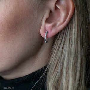 10K White Gold Diamond Hoop Earrings
