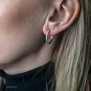 10K White Gold Diamond Hoop Earrings
