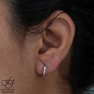 10K White Gold Diamond Hoop Earrings