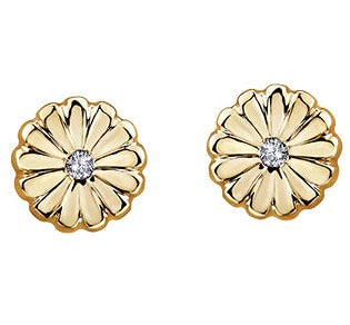 Yellow Gold Flower Earrings