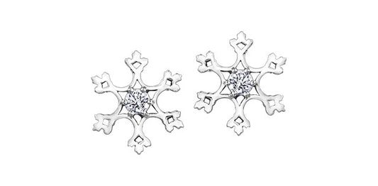 14K White Gold Snowflake Earrings