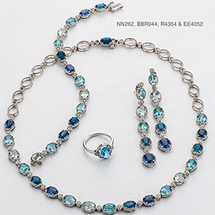 Multiple Blue Gemstone Dangle Earrings