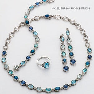 White Gold Blue Gemstone Bracelet