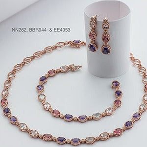 10K Rose Gold Multiple Gemstone Dangle Earrings