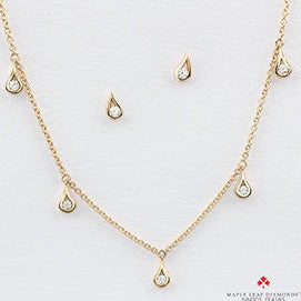 14K Yellow Gold Pear Shape Diamond Earrings