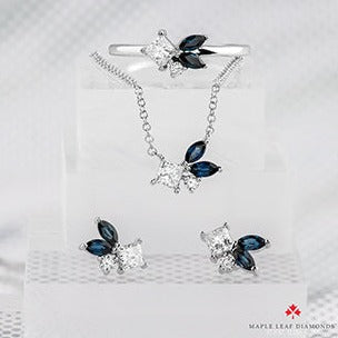 14K White Gold Sapphire & Diamond Stud Earrings