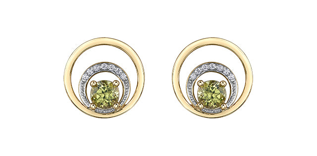 10K Yellow Gold Peridot & Diamond Earrings