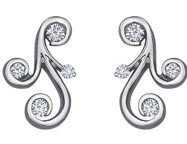 14K White Gold Diamond Twist Earrings