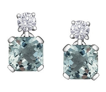 14K White Gold Aquamarine Earrings