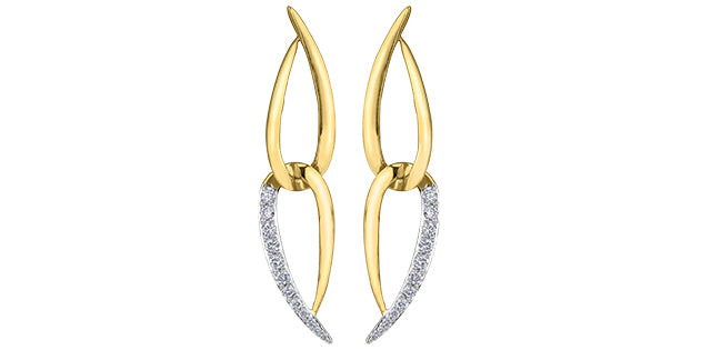 10K Yellow Gold Diamond Dangle Earrings