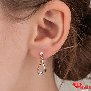 10K Rose Gold Dangle Diamond Earrings