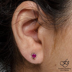 10K White Gold Tension Set Gem Earrings