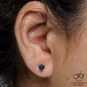 10K White Gold Tension Set Gem Earrings