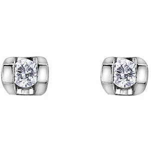 10K Gold Tension Set Diamond Earrings