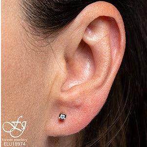 10K Gold Tension Set Diamond Earrings