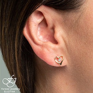 10K Yellow Gold Heart Earrings