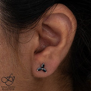 10K White Gold Black Sapphire Earrings