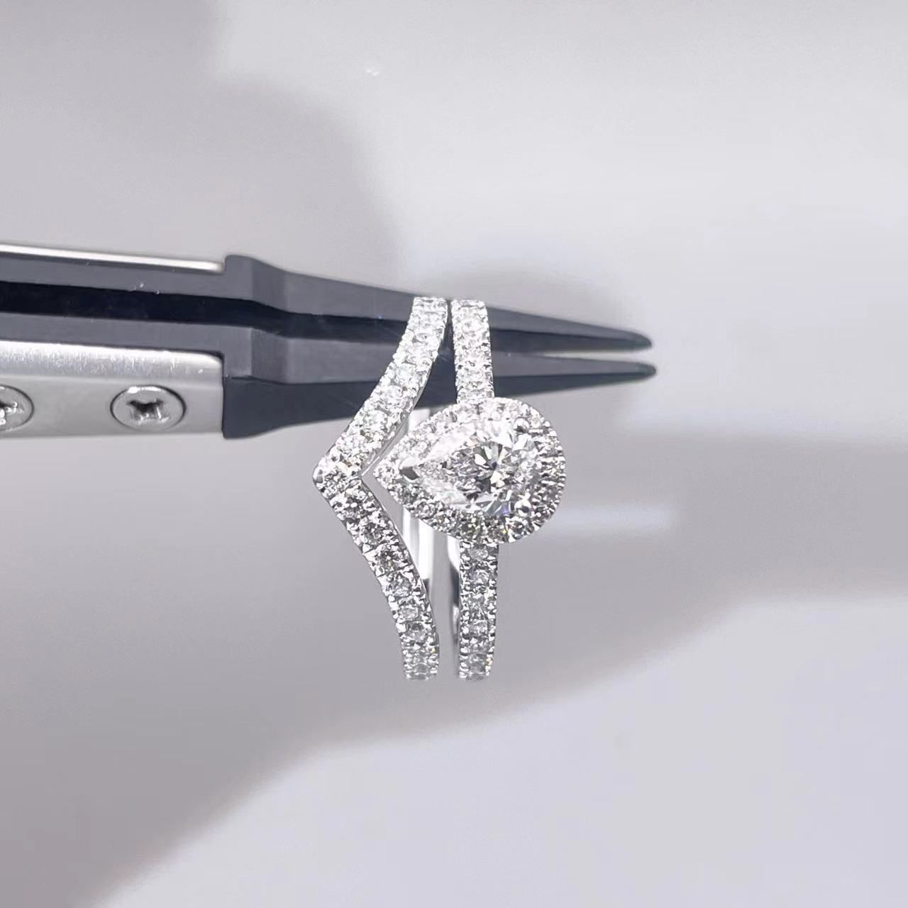 Pear Shaped Engagement Rings & Chevron Bands