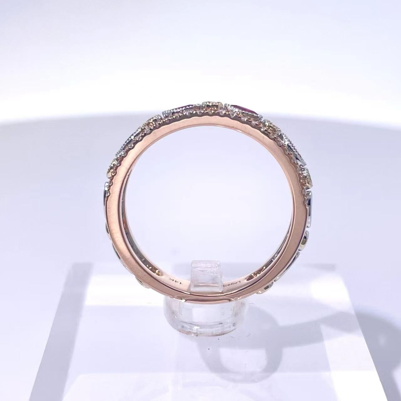 Tri Gold Diamond Ruby Ring