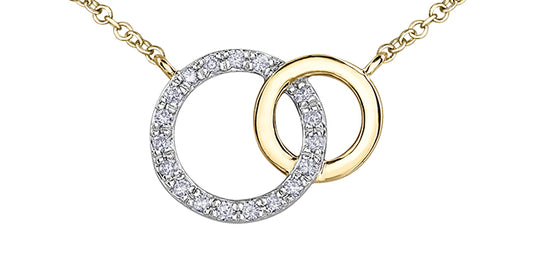Yellow Gold Diamond Two Circle Necklace