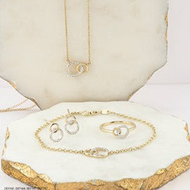 Yellow Gold Diamond Two Circle Necklace
