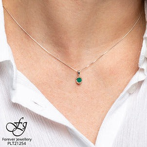 10K White Gold Tension Set Gem Necklace
