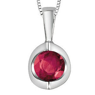 10K White Gold Tension Set Gem Necklace