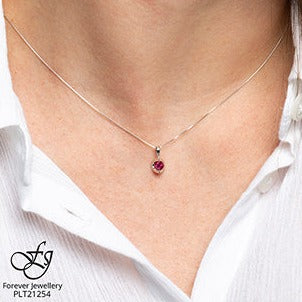 10K White Gold Tension Set Gem Necklace