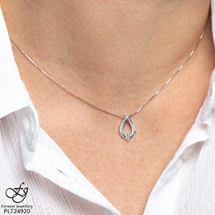 10K White Gold Diamond Drop Necklace