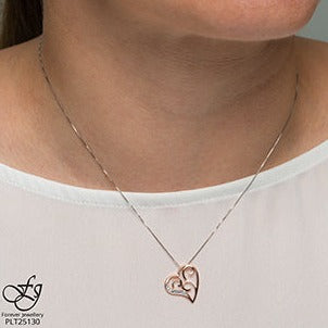 10K Rose Gold Diamond Heart Necklace