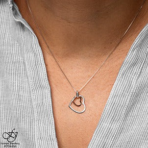10K Two Tone Diamond Heart Necklace
