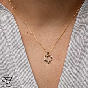 10K Yellow Gold Diamond Heart Necklace