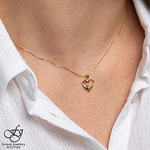 10K Yellow Gold Diamond Heart Necklace